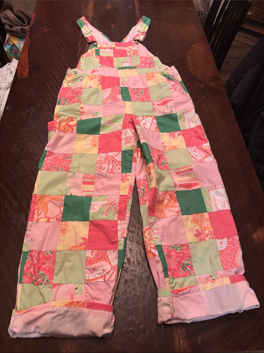 Lilly Pulitzer Pink & Green Patchwork women’s Overalls